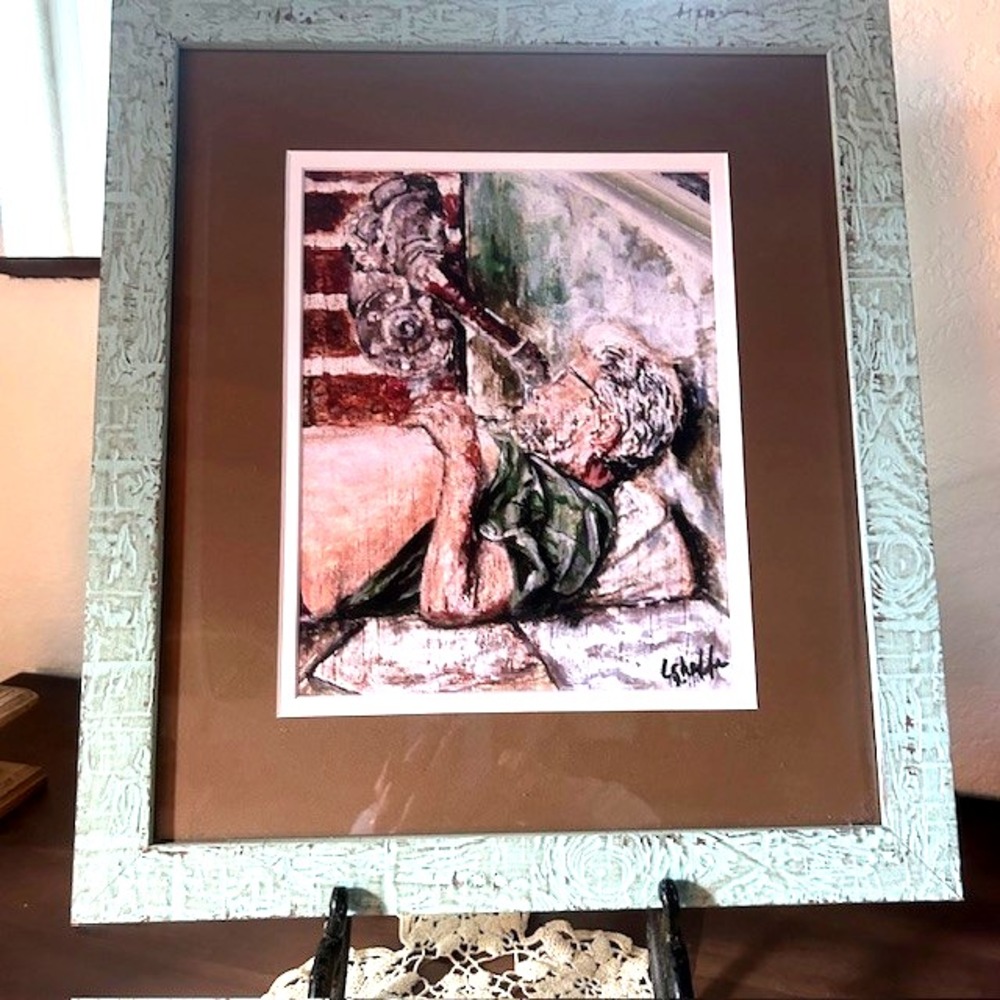 Framed Print By Artist Lynn Shaffer Signed "Somebody's Son" 16 1/2" x 14 1/2"